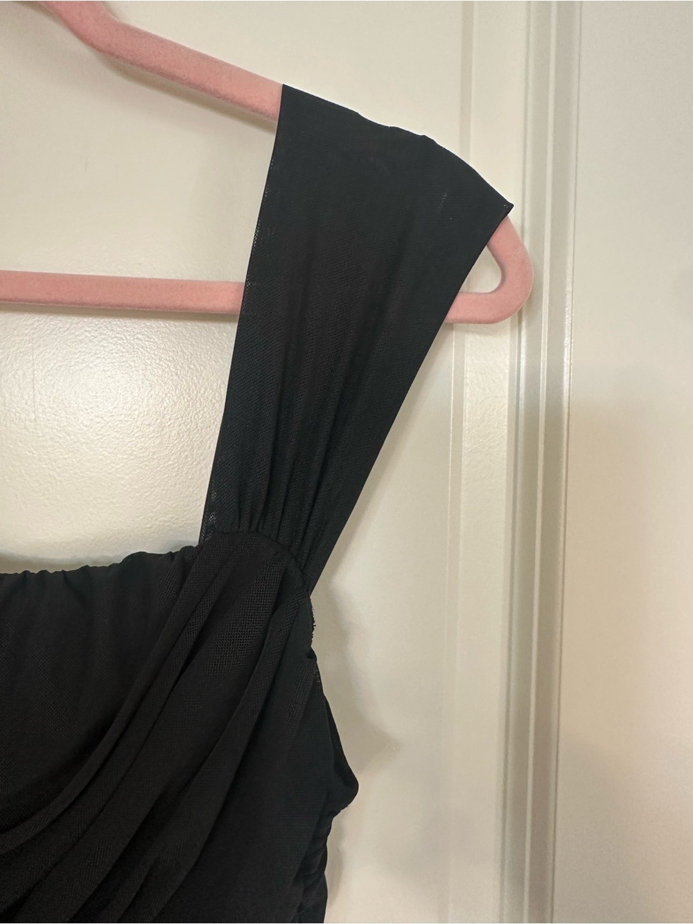 Simplee Apparel Black Mesh Maxi Dress with Sheer Pleated Hem - Picture 12 of 16